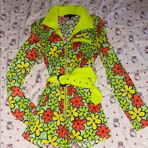 Dolls Kill Yellow and Orange Floral Blazer Mosaic Design